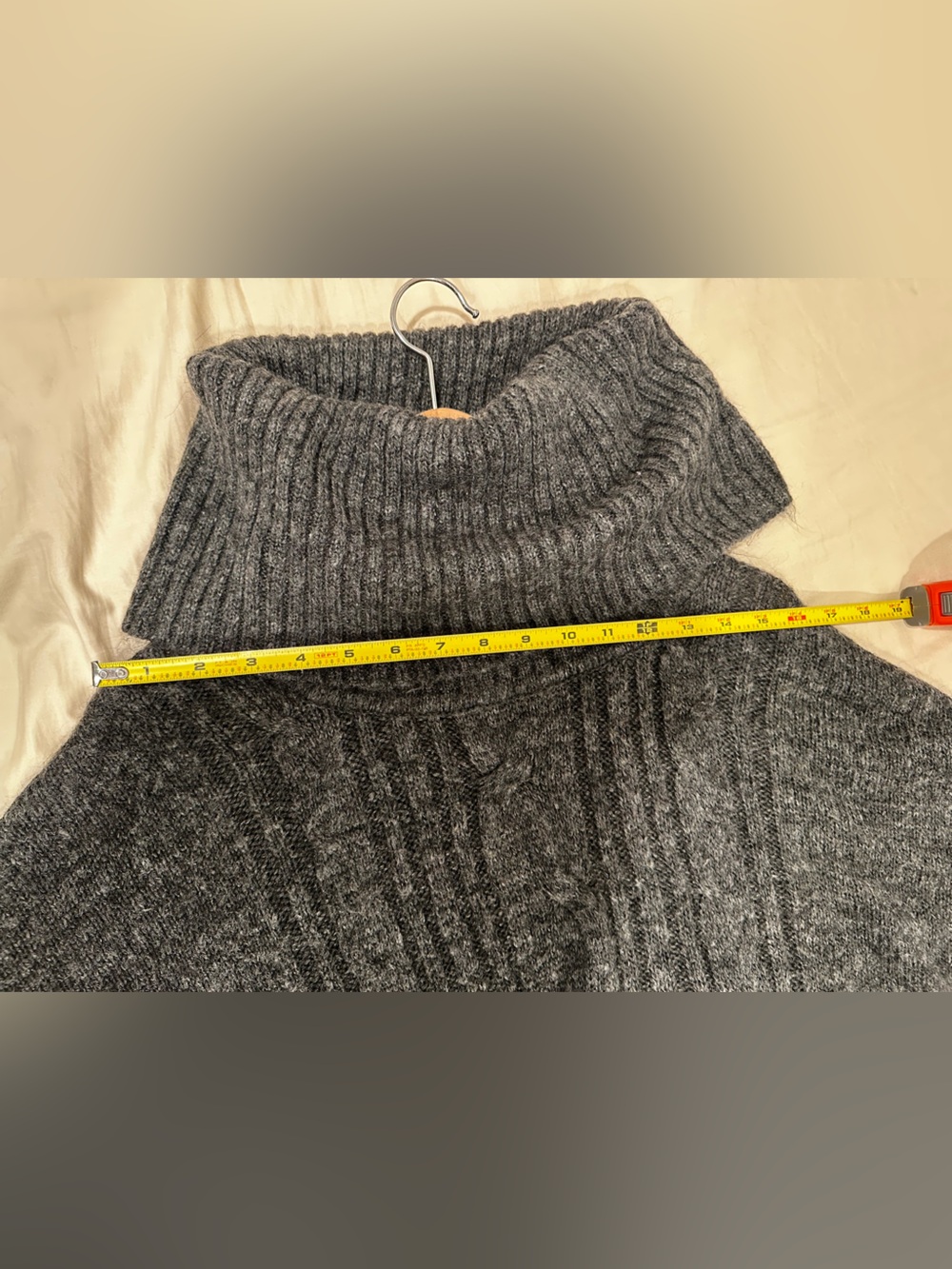 H&M Dark Gray Funnel Cowl Neck poncho style Sweater - Picture 4 of 7
